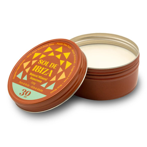 Sol de Ibiza Vegan Minerale Zonnebrand - SPF30 (100g) Sol de Ibiza Vegan Minerale Zonnebrand - SPF30 (100g)