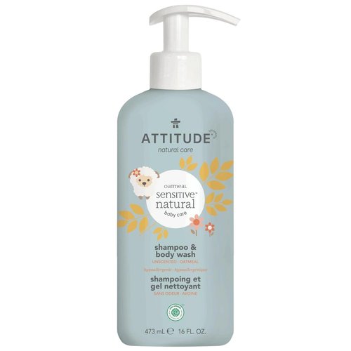 Attitude Baby Leaves Sensitive 2-in-1 Hair & Body Wash - Unscented