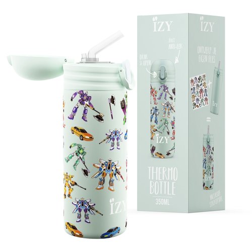 IZY Kids Stainless Steel Thermos (350ml) - Green Transformers