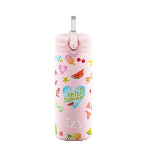 IZY Kinder-Edelstahl-Thermoskanne (350ml) - Pink Summer