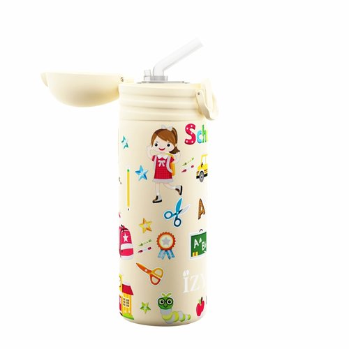 IZY Kids Stainless Steel Thermos (350ml) - Yellow School IZY Kids Stainless Steel Thermos (350ml) - Yellow School