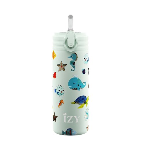 IZY Kids Stainless Steel Thermos (350ml) - Green Ocean life