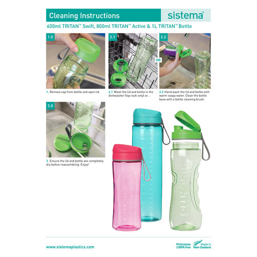 Sistema Drink Bottle Tritan Swift 600ml - Purple