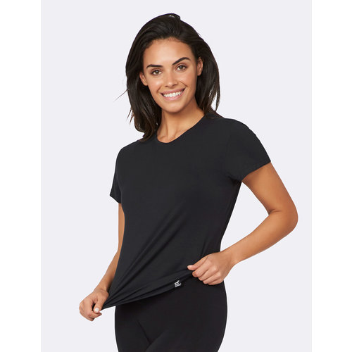 Boody Bamboo Damen T-Shirt Rundhalsausschnitt - Schwarz