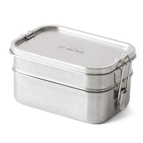 Eco Brotbox Edelstahl Lunchbox Yogi Double +