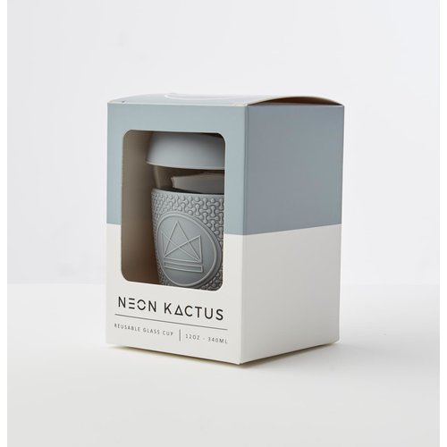 Neon Kactus Glass Coffee Cup 340ml - Grey