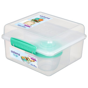  Sistema Bento Box To Go Lunch Box With Yoghurt/Fruit Pot 1.25 L  Square Bpa-Free Minty Teal : Home & Kitchen