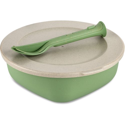 Koziol Bio Circular Dish with Lid and Cutlery Set 1.3 Liter - Green Koziol Bio Circular Dish with Lid and Cutlery Set 1.3 Liter - Green