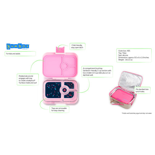 Yumbox Panino Bento Lunchbox mit 4 Fächern - Fifi Pink