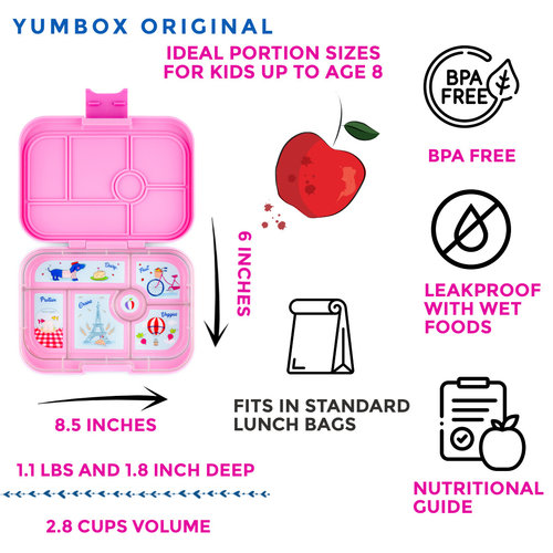 Yumbox Original Bento Lunchbox mit 6 Fächern - Fifi rosa