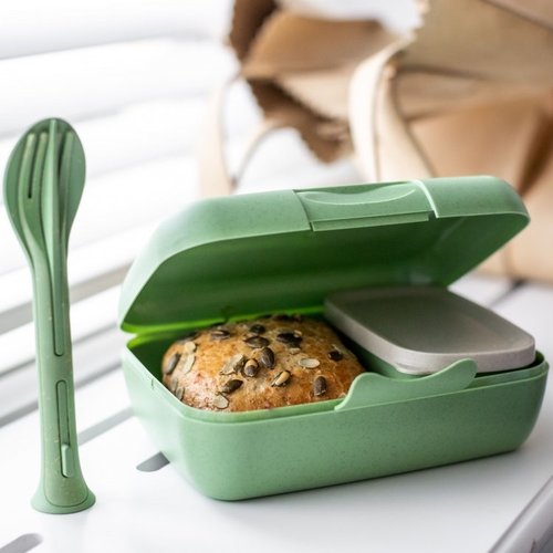 Koziol Bio Circulair Lunchbox & Besteck Set Candy Ready - Sand