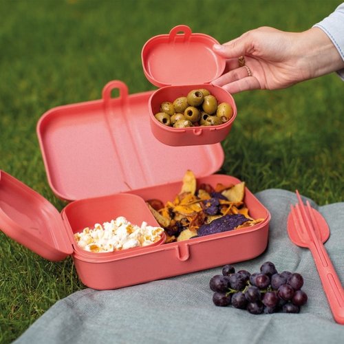 Koziol Bio Circulair Lunchbox & Cutlery Set Candy Ready - Sand