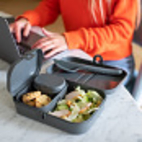 Koziol Bio Circulair Lunchbox & Besteck-Set Pascal Ready - Grau