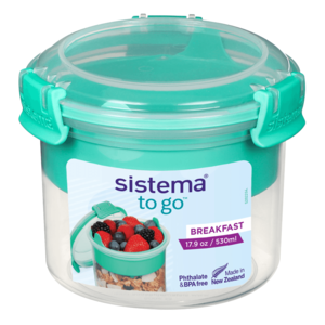  Sistema Bento Box To Go Lunch Box With Yoghurt/Fruit Pot 1.25 L  Square Bpa-Free Minty Teal : Home & Kitchen