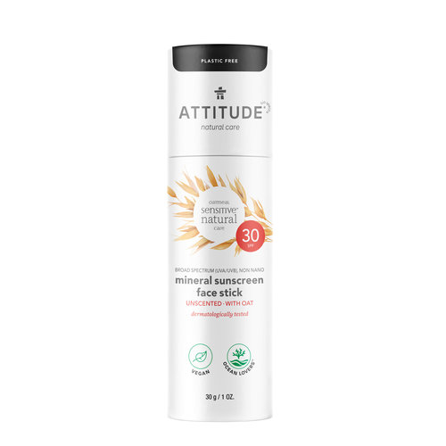 Attitude Sensitive Skin Mineral Sunscreen Face Stick- SPF30 Plastic Free Attitude Sensitive Skin Mineral Sunscreen Face Stick- SPF30 Plastic Free