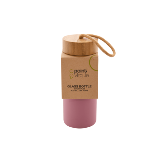 Point Virgule Glass Bottle with Silicone Sleeve 450ml - Old Pink