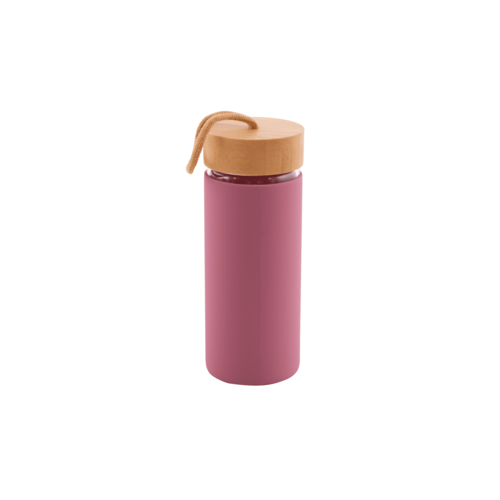 Point Virgule Glass Bottle with Silicone Sleeve 450ml - Old Pink