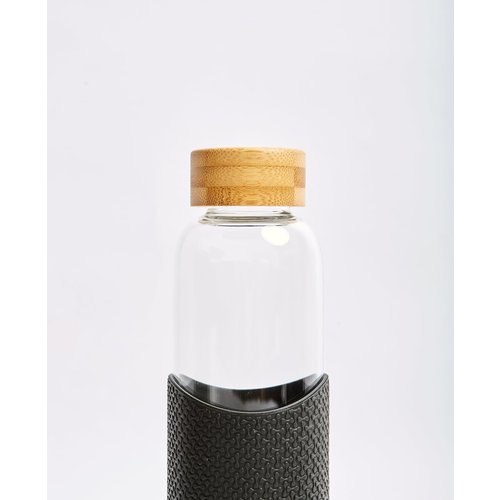 Neon Kactus Glass Water Bottle 550ml - Black