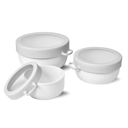 Hip Set of 3 Storage Bowls Recycled Plastic - White