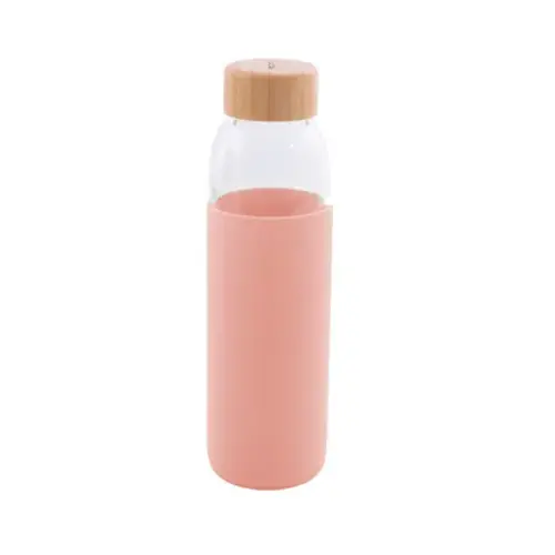 Point Virgule Glasflasche mit Silikonhülse 580ml - Pink