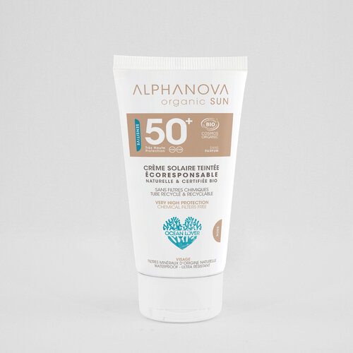 Alphanova Sun Bio Getinte Zonnebrandcreme Gezicht Nude (Light)- SPF50