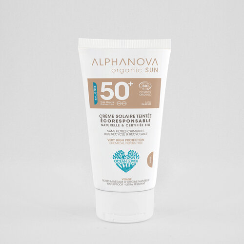 Alphanova Sun Organic Tinted Sunscreen Cream Face Light Nude (Light) - SPF50
