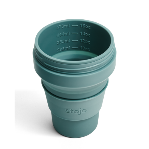 Stojo Foldable Silicone Coffee Cup 470ml - Eucalyptus