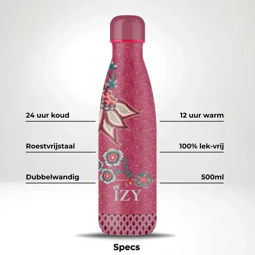 IZY RVS Drinkfles Thermosfles (500ml) - Pip Studio Flower Festival