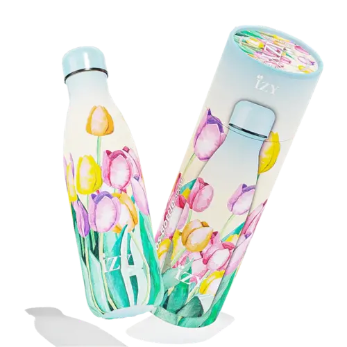 IZY Stainless Steel Thermos (500ml) - Field Of Tulips