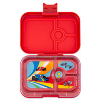 Panino Bento Lunchbox 4 Compartments - Roar Red / Race Cars