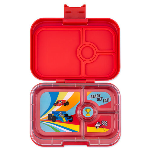 Yumbox Panino Bento Lunchbox 4 Compartments - Roar Red / Race Cars