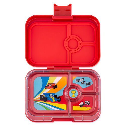 Yumbox Panino Lunchbox mit 4 Fächern - Roar Red / Race Cars