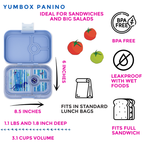 Yumbox Panino Bento Lunchbox 4 Vakken - Hazy Blue / Panther