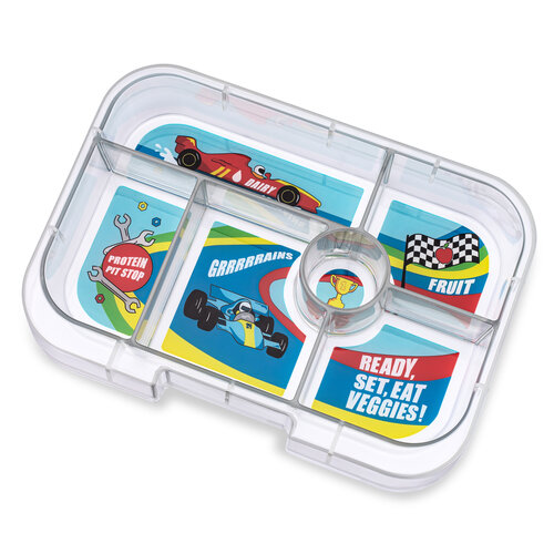 Yumbox Panino Lunchbox mit 4 Fächern - Matcha Grün / Race Cars