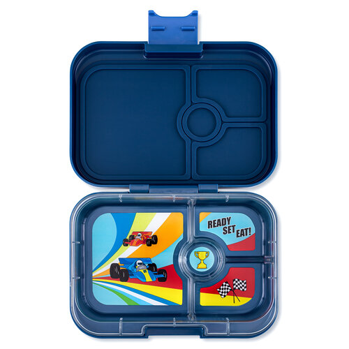 Yumbox Panino Bento Lunchbox 4 Compartments - Monte Carlo Blue / Race Cars