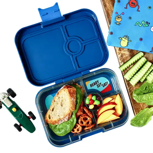 Yumbox Panino Bento Lunchbox 4 Compartments - Monte Carlo Blue / Race Cars