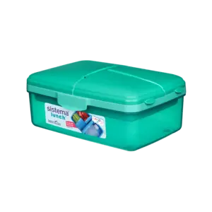 Sistema Bento Box To Go Lunch Box With Yoghurt/Fruit Pot 1.25 L Square  Bpa-Free Minty Teal