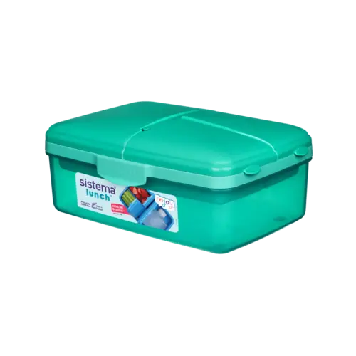 Sistema Lunchbox Slimline Quaddie- Teal New Sistema Lunchbox Slimline Quaddie- Teal New