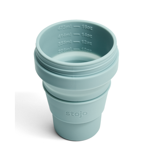 Stojo Faltbare Silikon-Kaffeetasse 470ml - Aquamarin