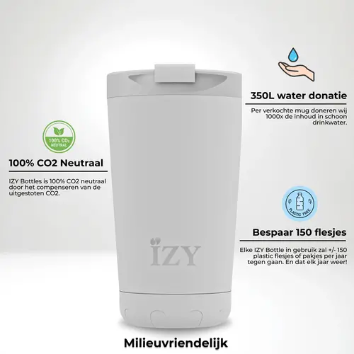 IZY RVS Geisoleerde Koffiebeker - Marmer Groen