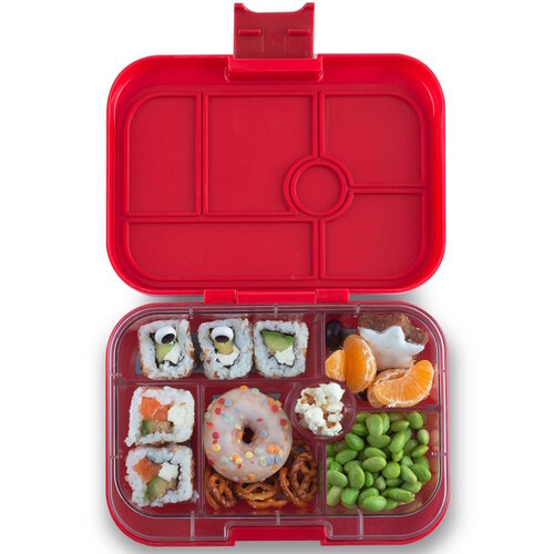 Yumbox Original Bento Lunchbox mit 6 Fächern - Roar Red/Race Cars
