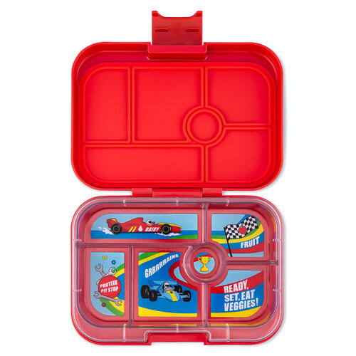 Yumbox Original Bento Lunchbox 6 Compartments - Roar Red/Race Cars