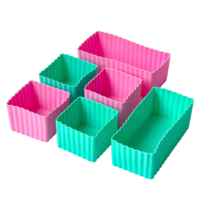 Bento-Becher-Set aus Silikon - Pink/Aqua