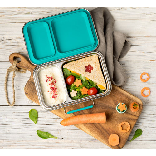 Lekkabox Stainless Steel Duo Lunch Box - Petrol