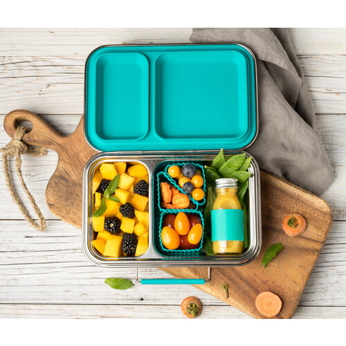 Lekkabox Stainless Steel Duo Lunch Box - Petrol