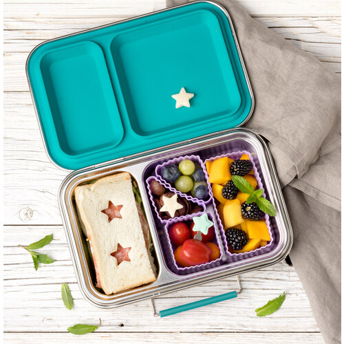 Lekkabox Stainless Steel Duo Lunch Box - Petrol