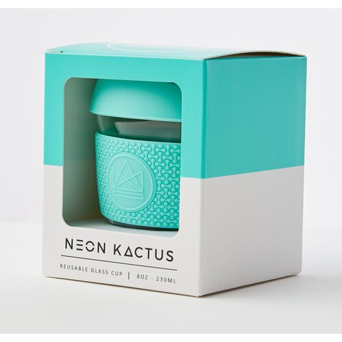 Neon Kactus Glas-Kaffeetasse 235ml - Teal