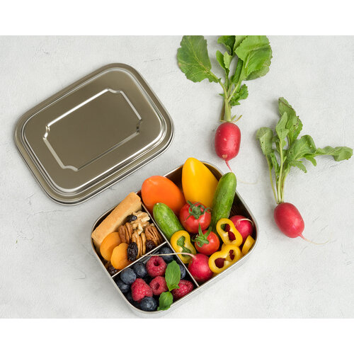 Lekkabox Stainless Steel Lunchbox - 3 Compartments - Copy