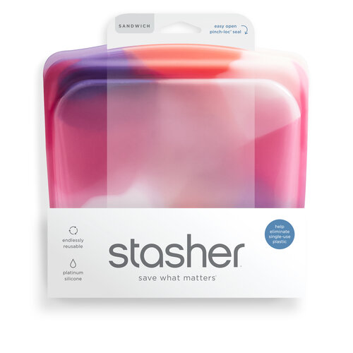 Stasher Herbruikbare Siliconen Zak Medium - Rainbow Pink