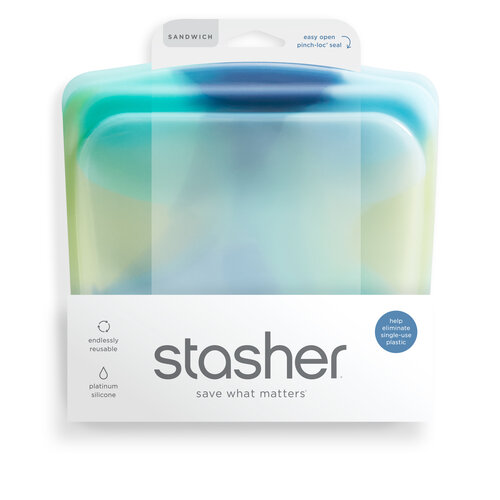 Stasher Herbruikbare Siliconen Zak Medium - Rainbow Blue